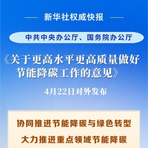 新华社权威快报丨事关节能降碳工作 中办、国办重磅文件对外发布 ...