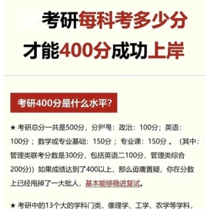 考研想考400分上岸，各科分数该怎么分配？