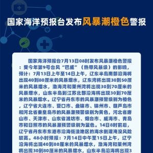 风暴潮橙色警报：辽东半岛南部沿海将出现40到80厘米的风暴增水 ...